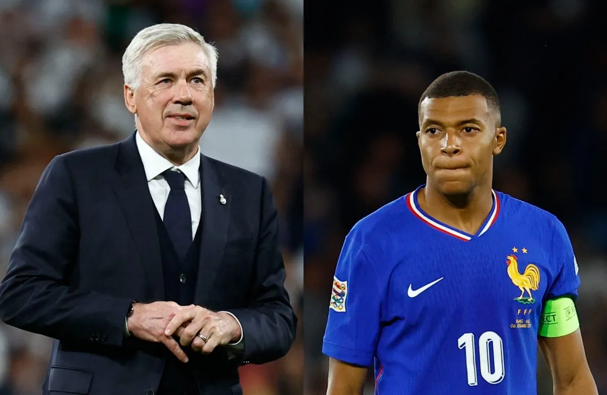 Carlo Ancelotti y Kylian Mbappé.