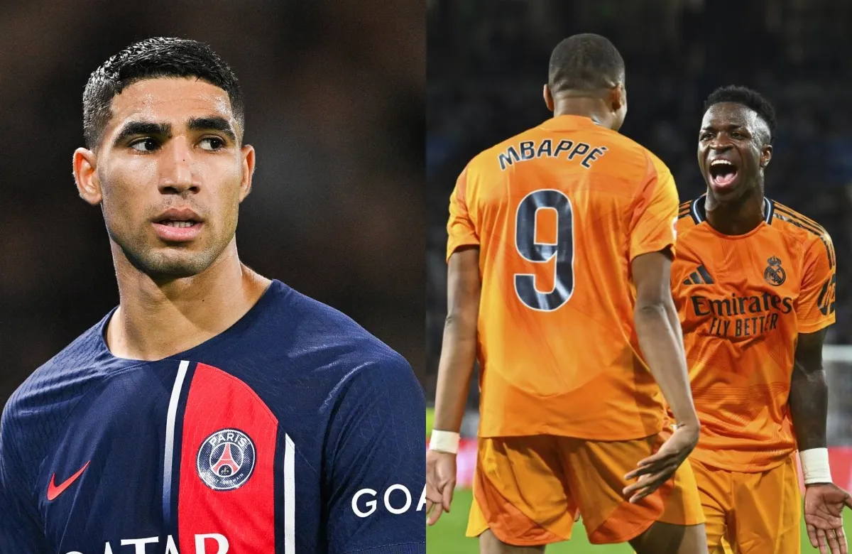 Achraf Hakimi, Kylian Mbappé y Vinícius Júnior.