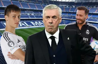 Arda Güler, Carlo Ancelotti y Davide Ancelotti.