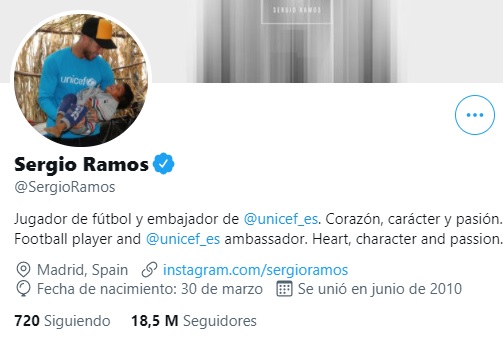 Sergio Ramos, redes sociales