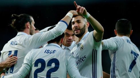 El Real Madrid celebra un gol
