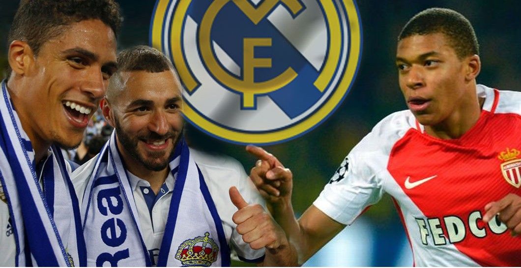 Montaje de Kyllian Mbappé, Benzema y Varane