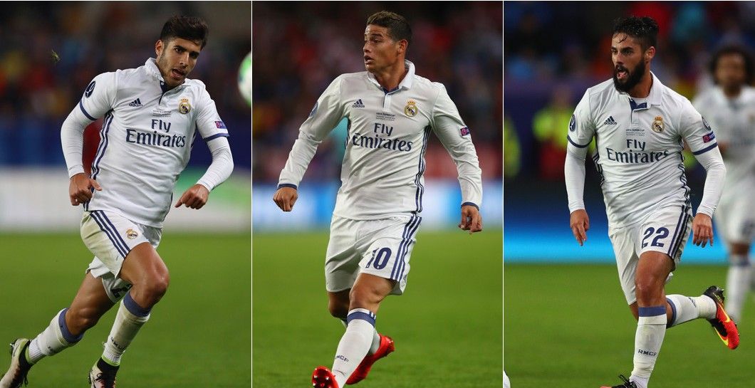 Marco Asensio, James Rodríguez e Isco Alarcón