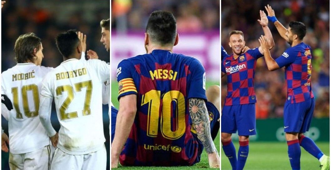 jugadores del madrid, messi y barca
