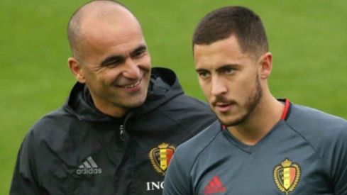 Hazard y Roberto Martínez