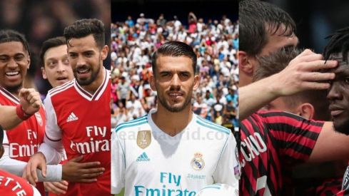 Ceballos y jugadores del Arsenal y Milán