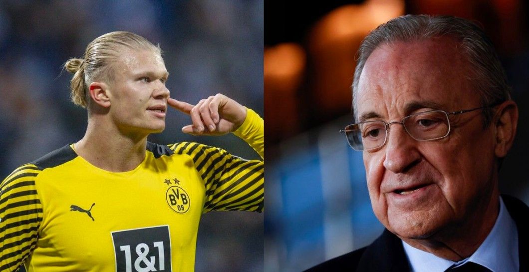 Erling Haaland y Florentino Pérez