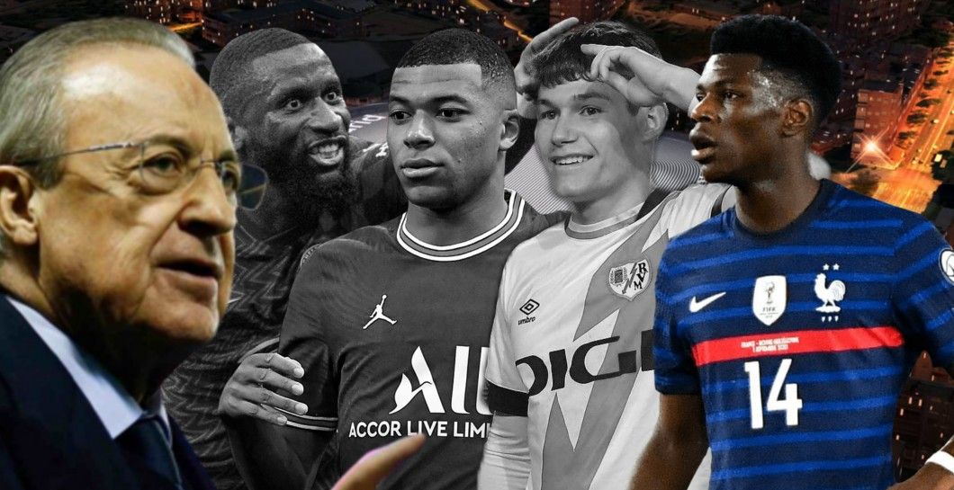 Florentino Pérez, Rudiger, Mbappé, Fran García, Tchouameni