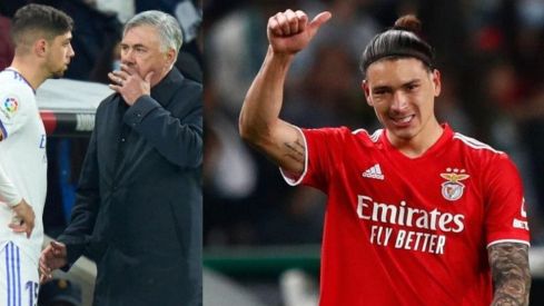 Federico Valverde, Darwin Núñez y Carlo Ancelotti
