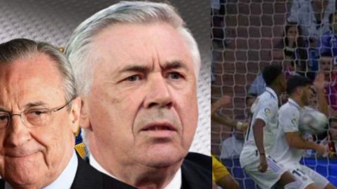 Florentino Pérez, Carlo Ancelotti y Marco Asensio