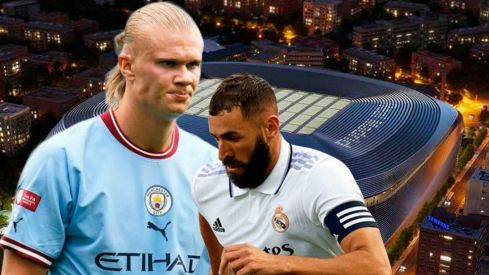 Erling Haaland y Karim Benzema