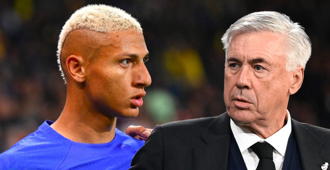 Richarlison y Carlo Ancelotti