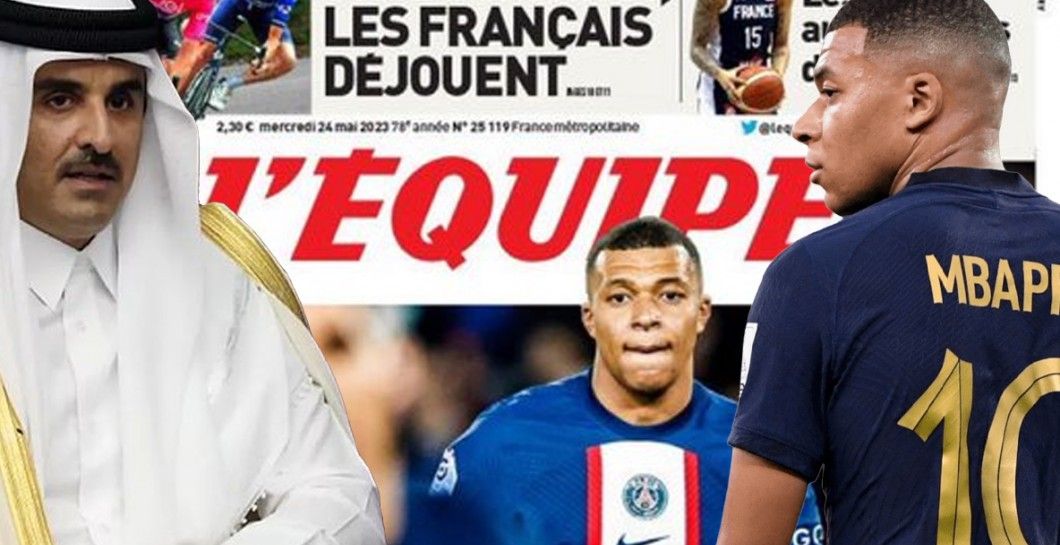 Emir de Qatar y Kylian Mbappé