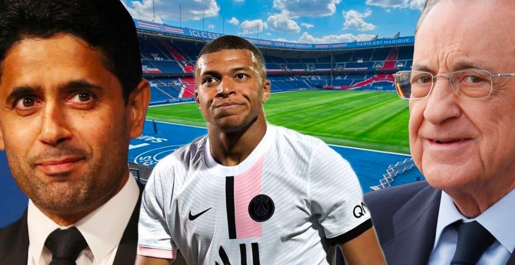 Nasser Al-Khelaïfi, Kylian Mbappé y Florentino Pérez