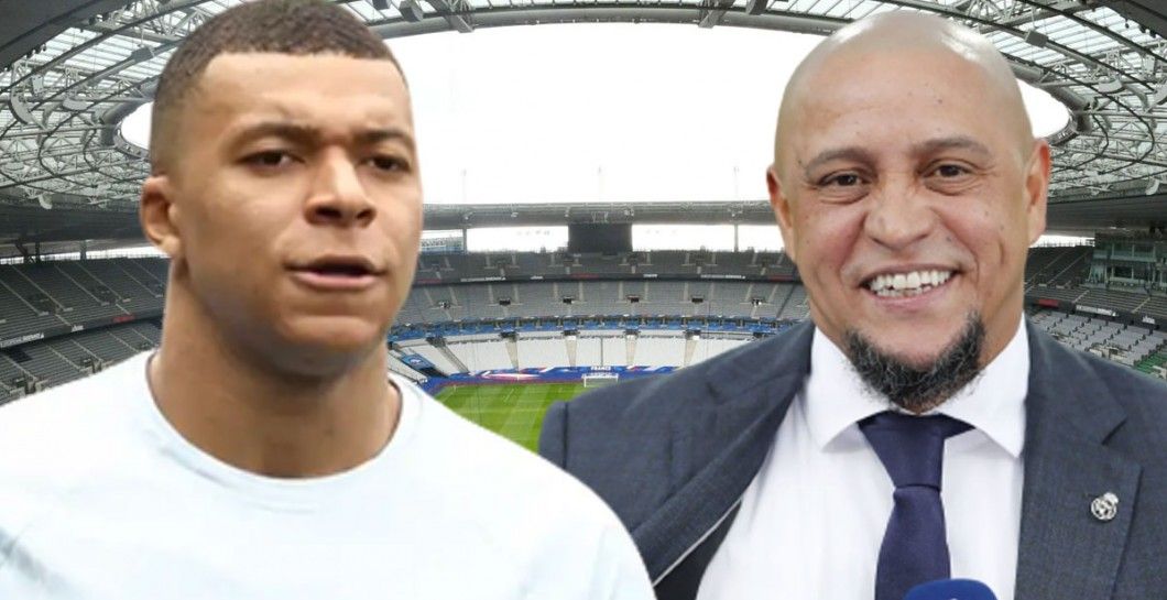 Roberto Carlos y Mbappé con estadio de France