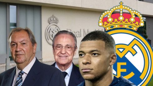 Manuel Otero, Florentino Pérez y Kylian Mbappé