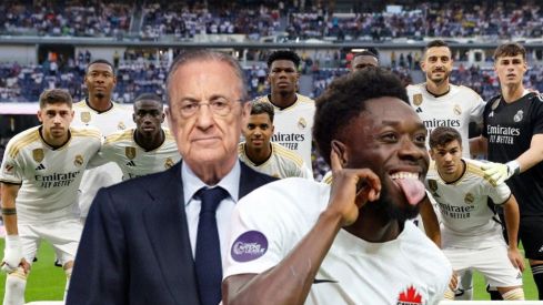 Florentino Pérez, Alphonso Davies y un once del Madrid