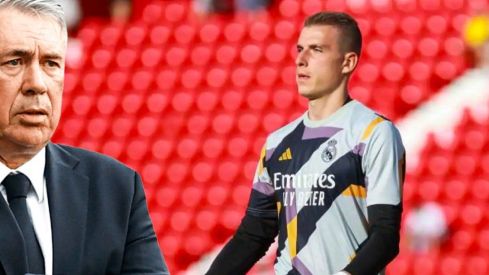 Carlo Ancelotti y Andriy Lunin