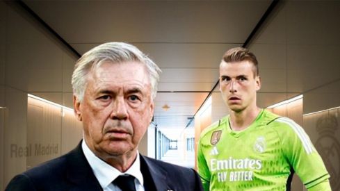 Carlo Ancelotti y Andriy Lunin