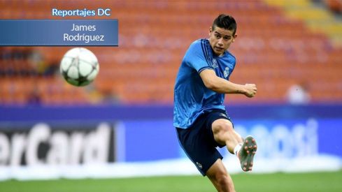 James en un entrenamiento con el Madrid