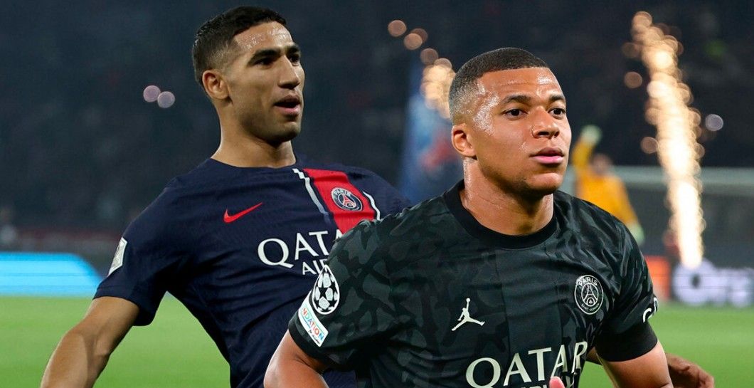Achraf Hakimi y Kylian Mbappé