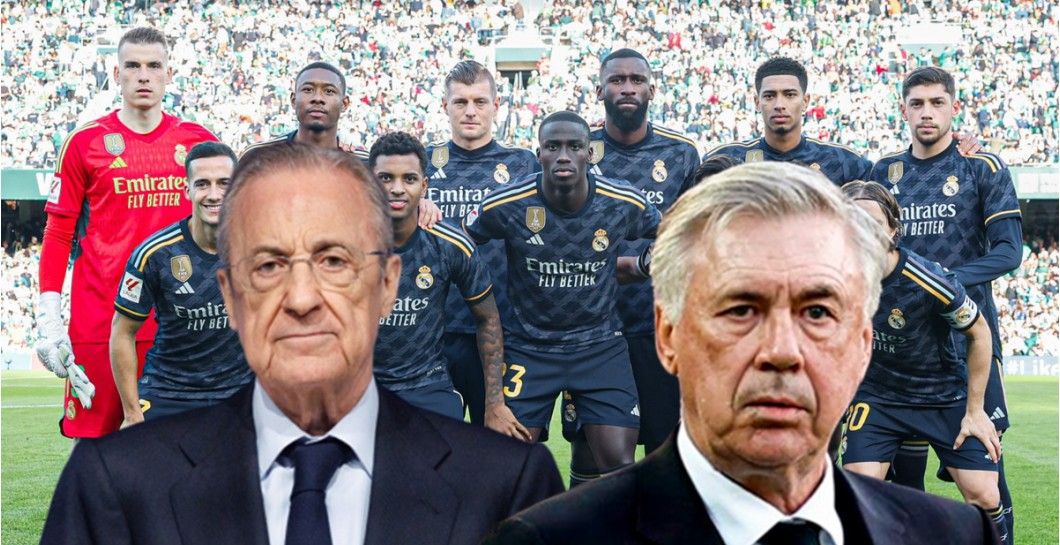 Florentino Pérez, Carlo Ancelotti y un once del Real Madrid