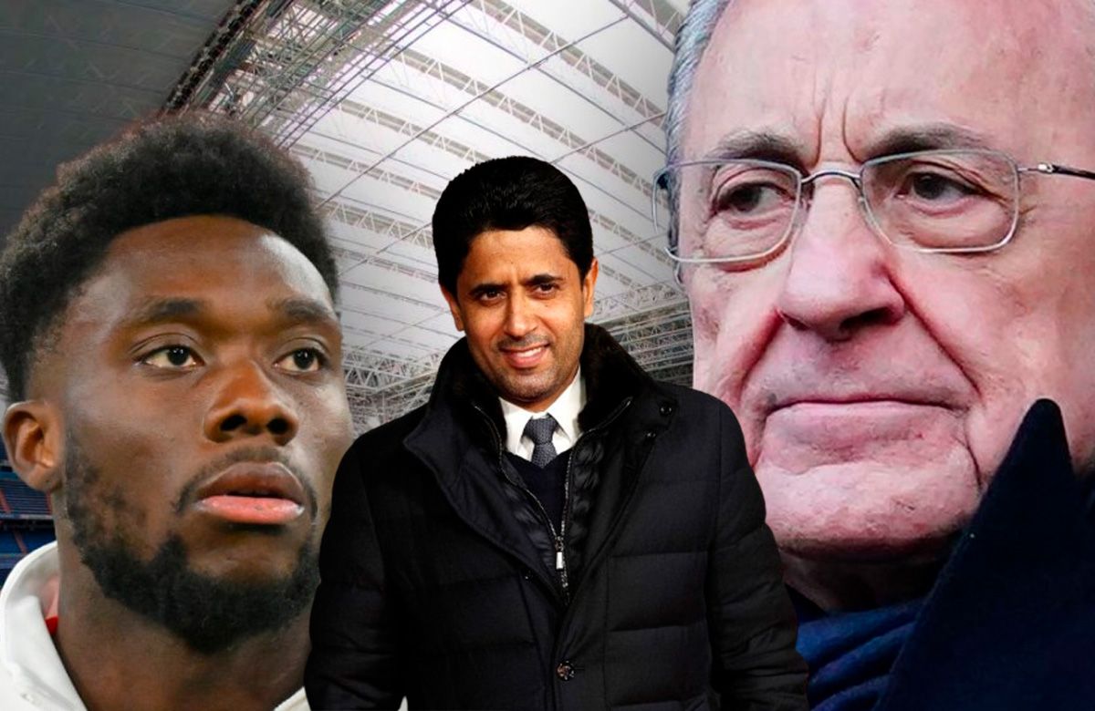 Florentino, Davies, Al Khelaifi y once del Madrid Florentino, Davies, Al Khelaifi y once del Madrid