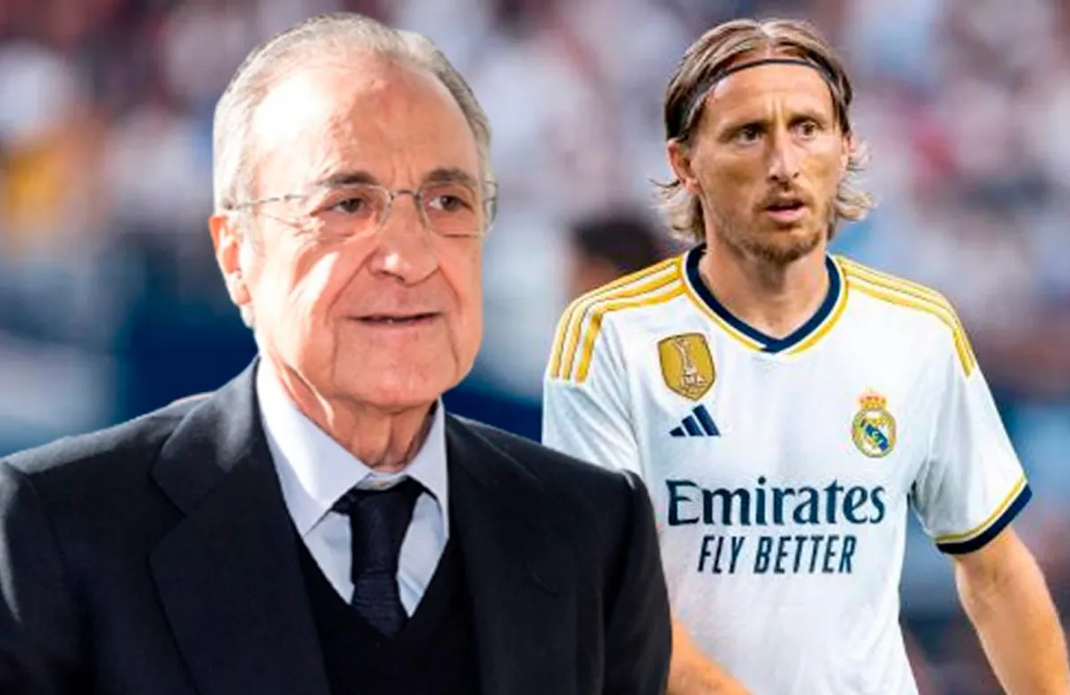 Luka Modric y Florentino Pérez