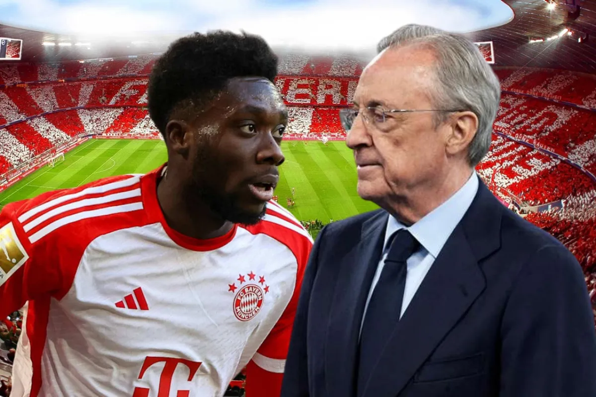 Alphonso Davies y Florentino Pérez.