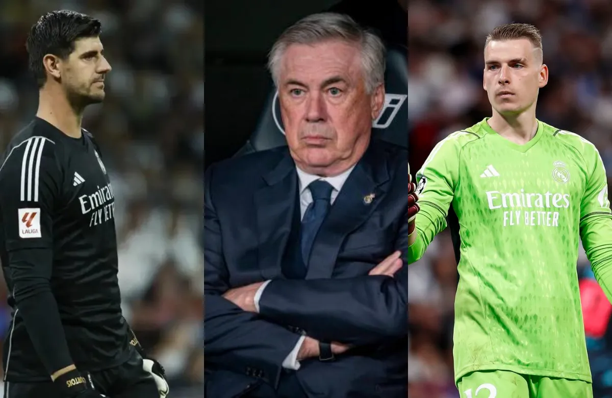 Courtois, Ancelotti y Lunin