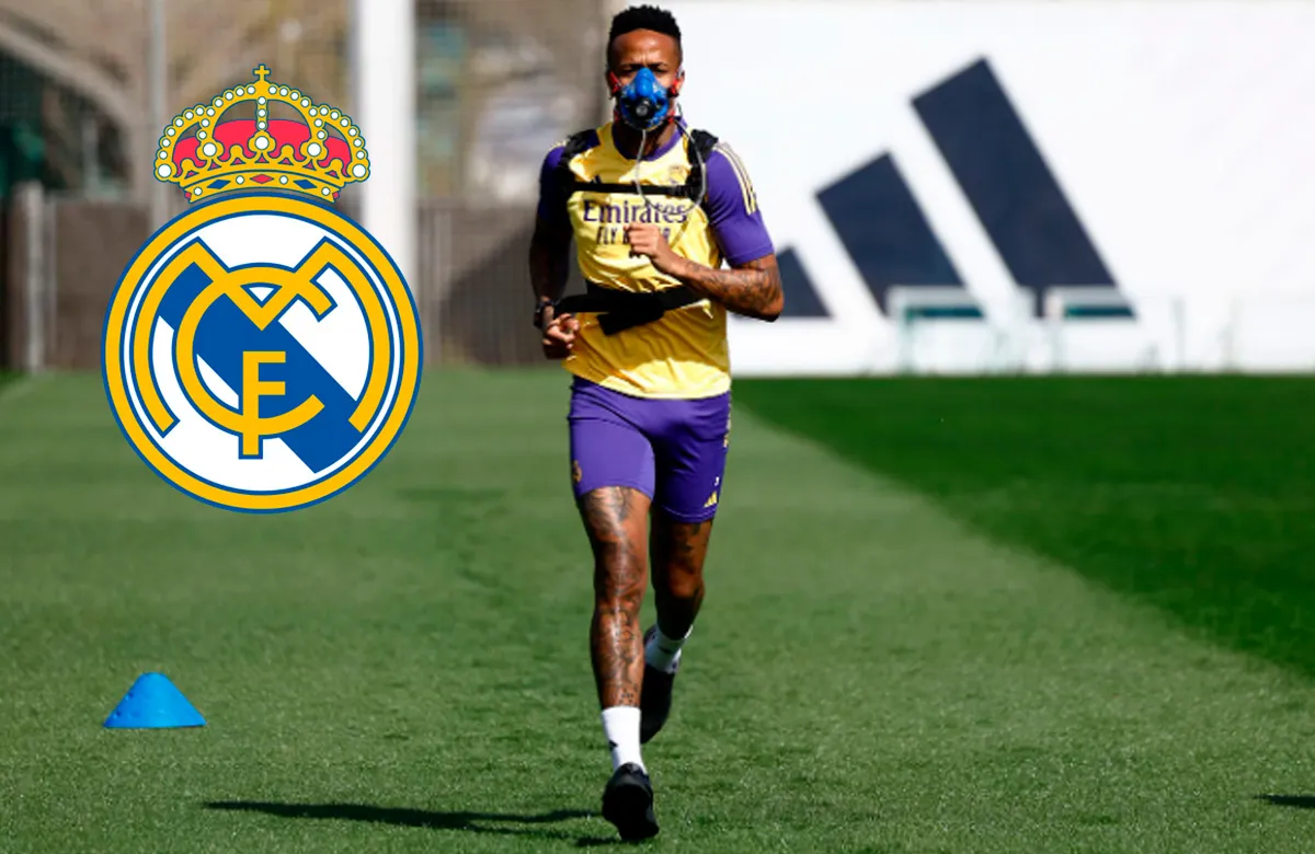 Eder Militao durante el entrenamiento de esta mañana