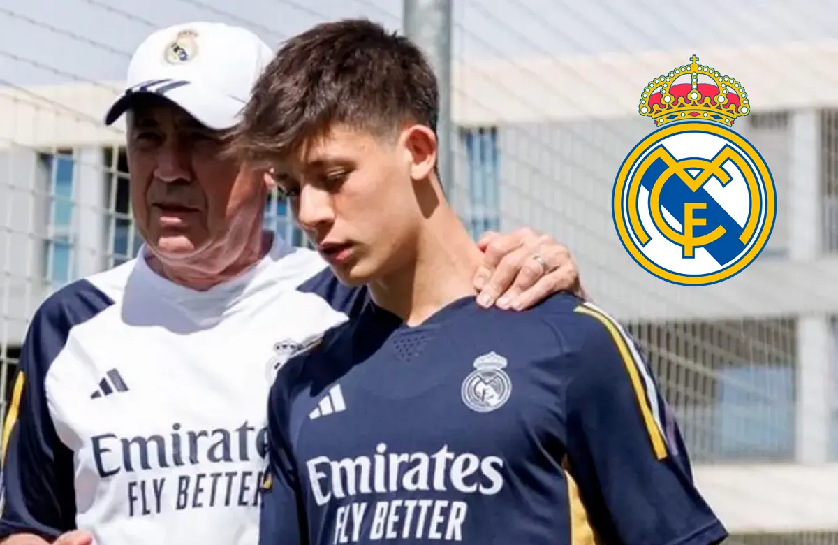 Arda Guler y Carlo Ancelotti.