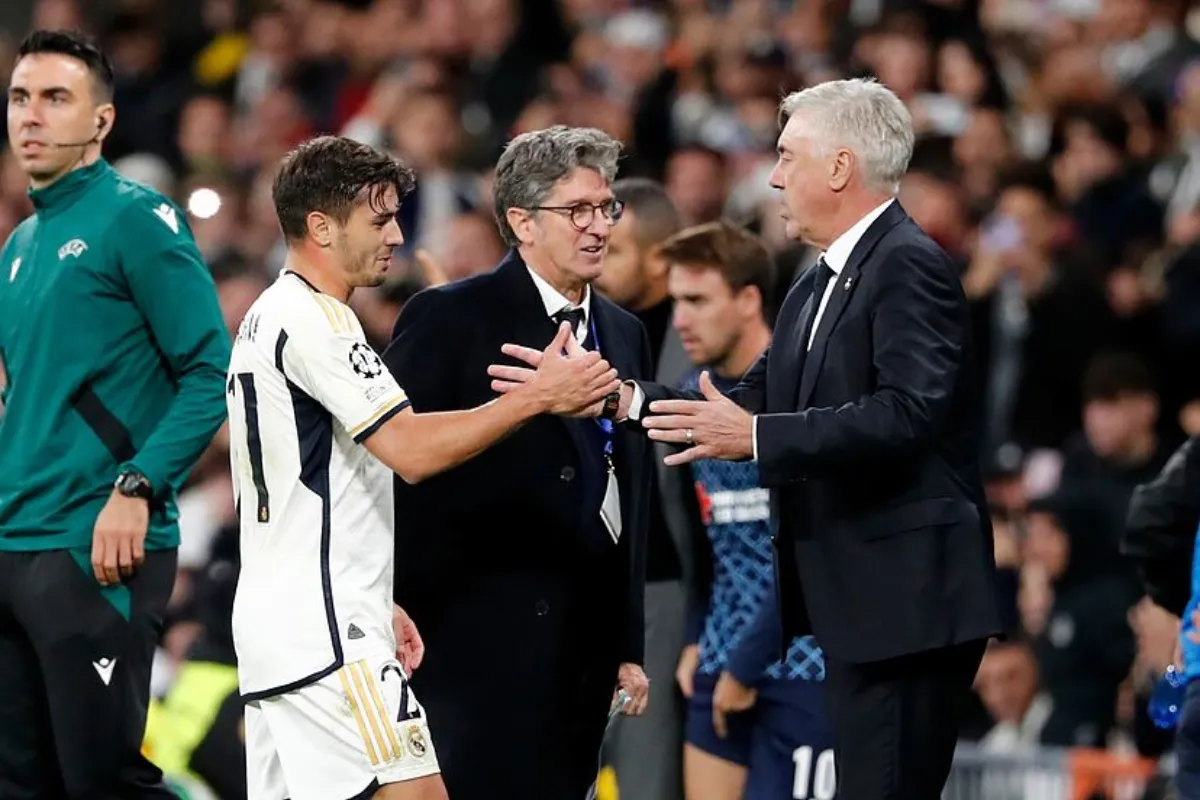 Carlo Ancelotti y Brahim Díaz