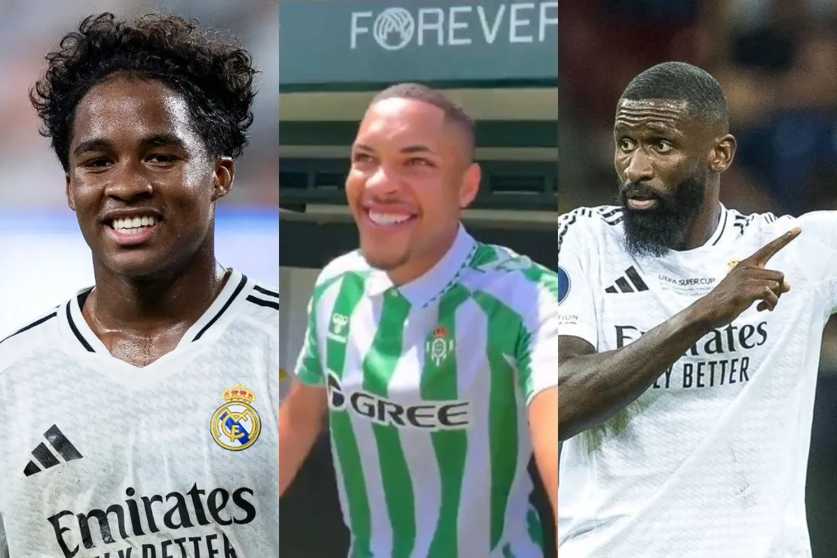Endrick, Vitor Roque y Rudiger. Endrick, Vitor Roque y Rudiger.