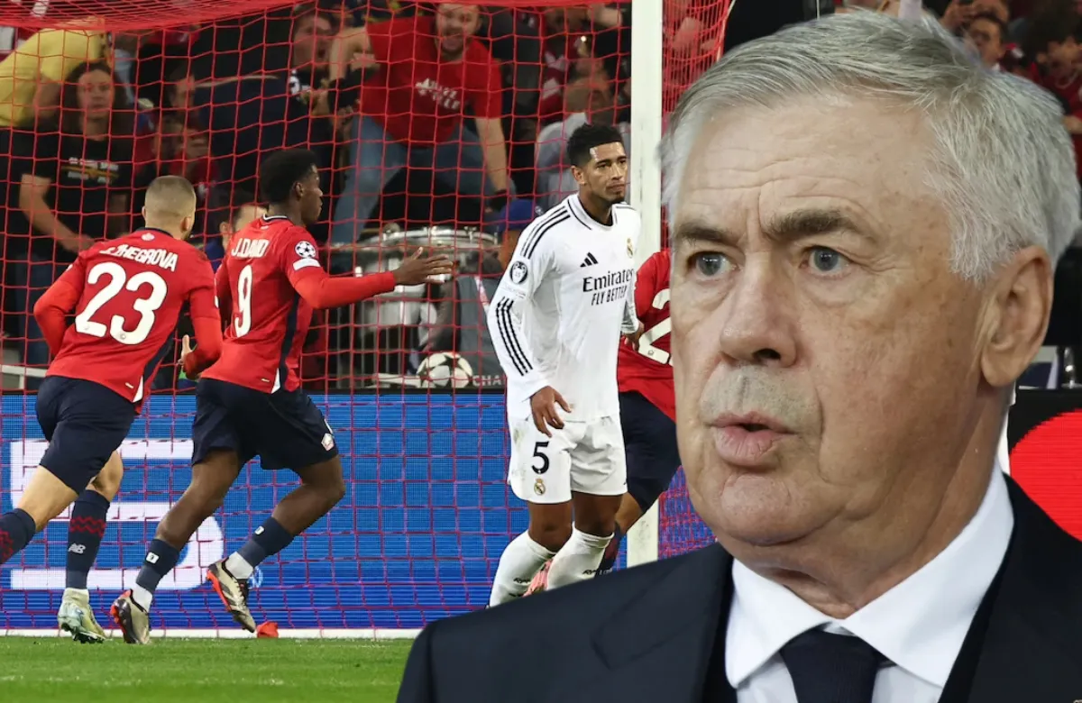 Carlo Ancelotti 'señala' a uno de sus jugadores.