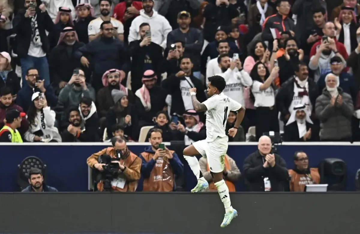 Rodrygo, celebrando su gol ante el Pachuca.