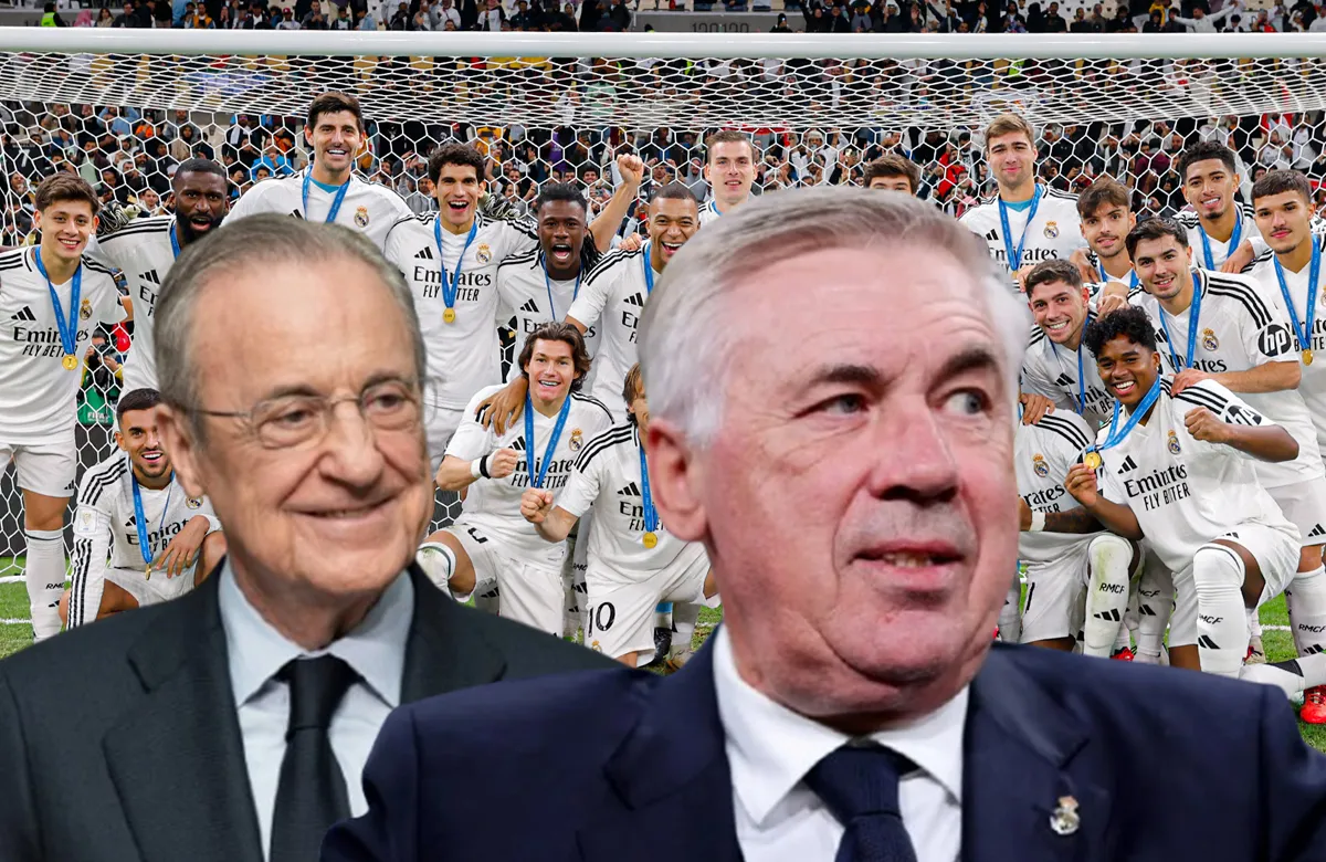 Florentino Pérez, Carlo Ancelotti y jugadores del Real Madrid.