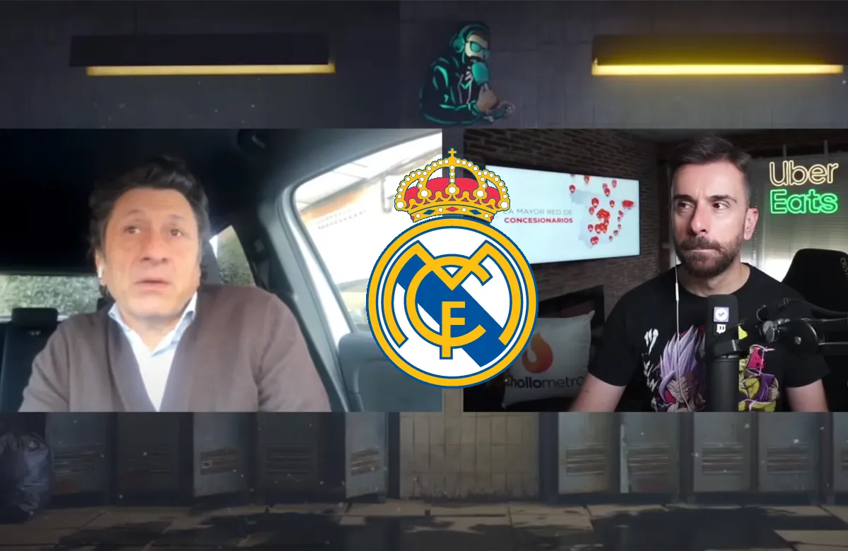 José Félix Díaz, Rubén Martín y un escudo del Real Madrid. José Félix Díaz, Rubén Martín y un escudo del Real Madrid.