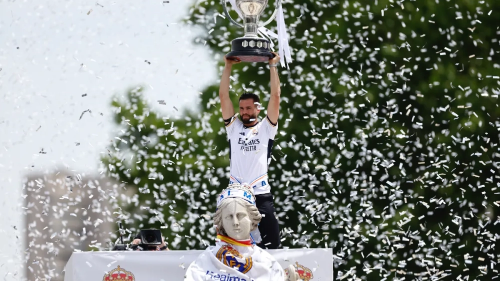 Nacho Fernández, en Cibeles, durante la celebración del título de Liga de la temporada pasada. Nacho Fernández, en Cibeles, durante la celebración del título de Liga de la temporada pasada.