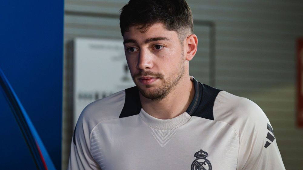 Fede Valverde en una rueda de prensa con el Real Madrid.