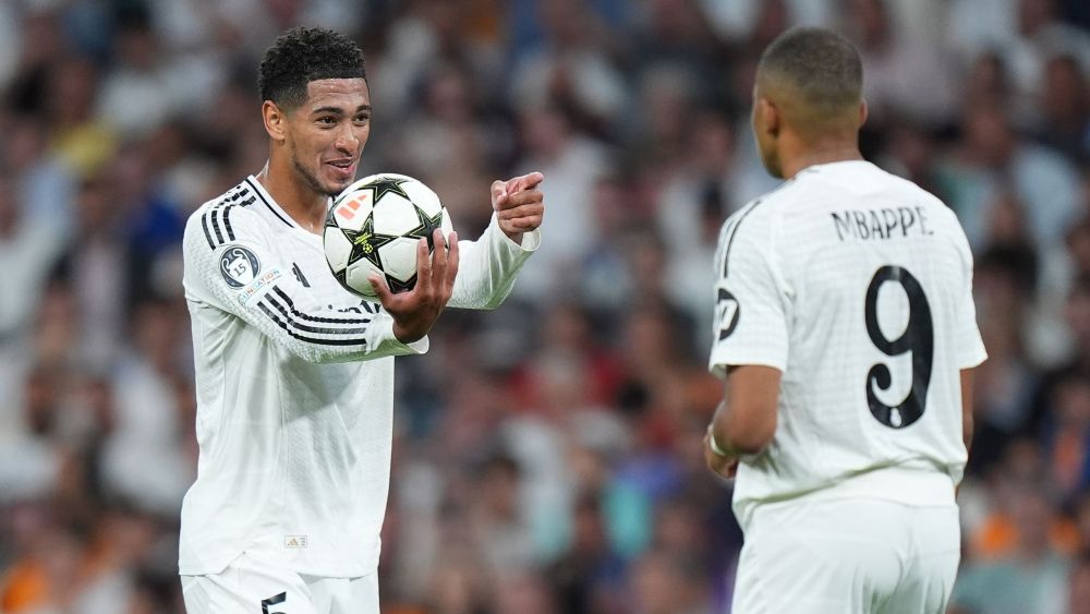 Jude Bellingham y Kylian Mbappé durante un partido con el Real Madrid.