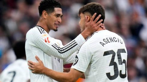 Jude Bellingham y Raúl Asencio durante un partido con el Real Madrid. Jude Bellingham y Raúl Asencio durante un partido con el Real Madrid.