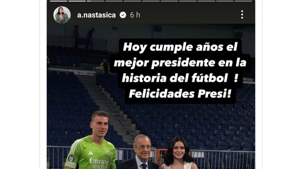 La mujer de Lunin ha felicitado a Florentino Pérez por su cumpleaños. La mujer de Lunin ha felicitado a Florentino Pérez por su cumpleaños.