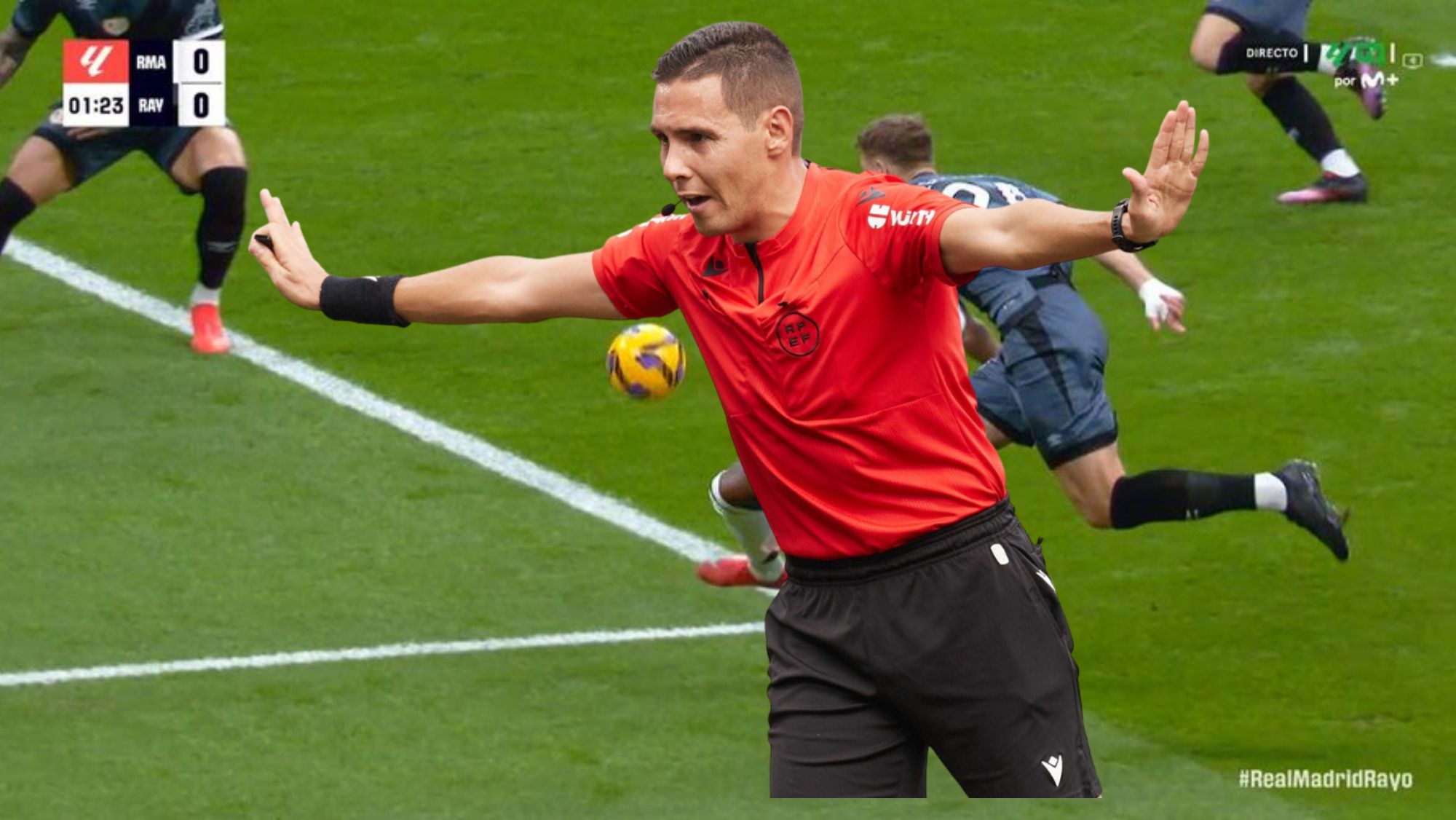 Hernández Maeso no señaló este penalti de Lejeune a Vinicius: el pisotón es claro