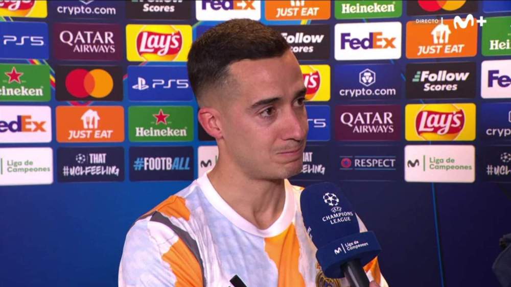 Lucas Vázquez en zona mixta de un partido de Champions League.