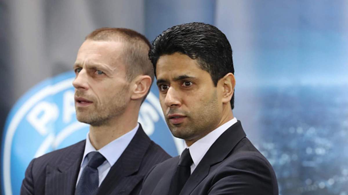 Aleksander Ceferin, junto a Nasser Al-Khelaifi, presidente del PSG.