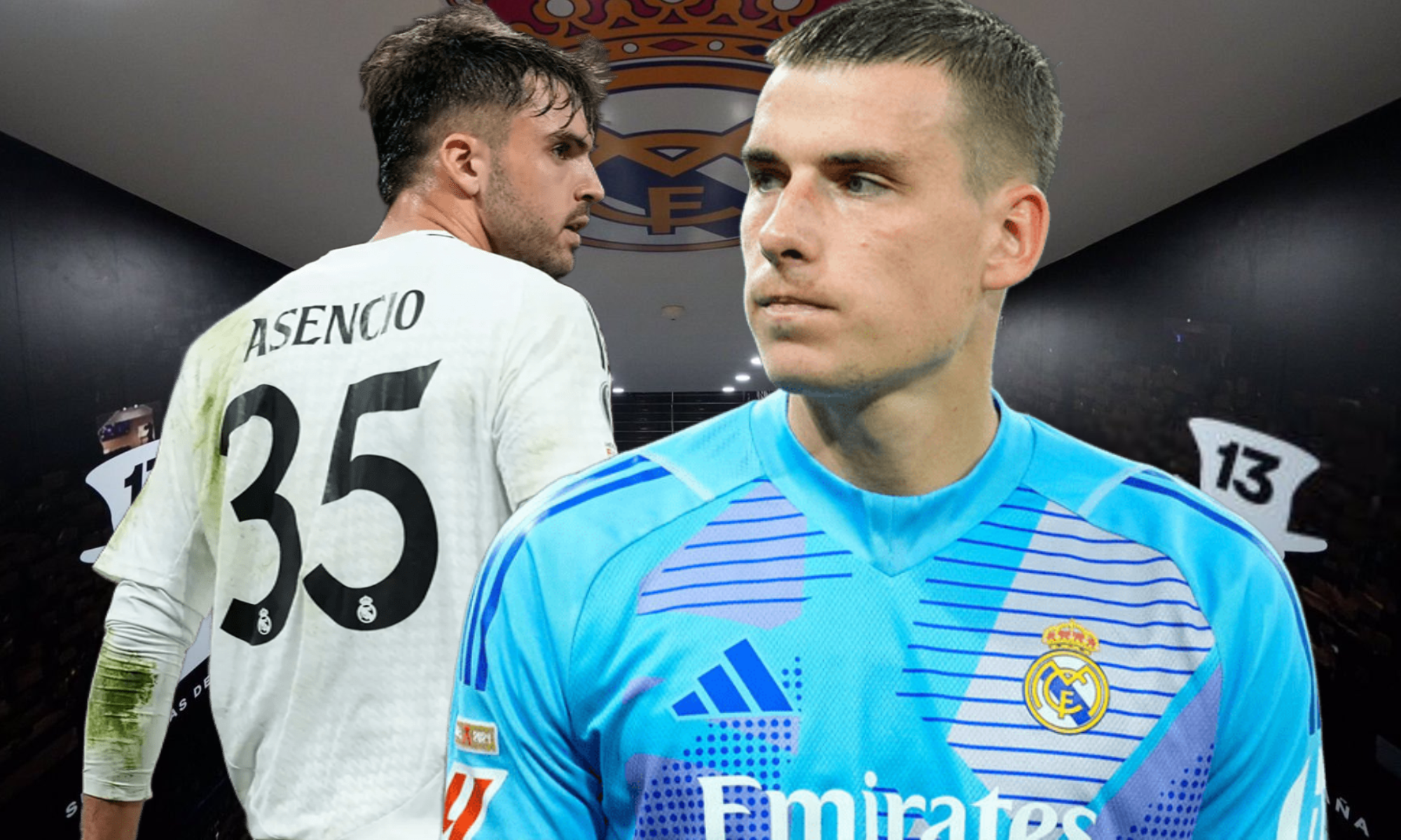 Andriy Lunin y Raúl Asencio hablaron antes de la segunda parte