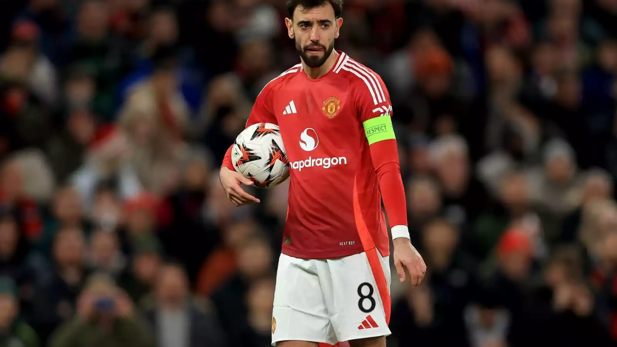 Bruno Fernandes durante un partido con el Manchester United