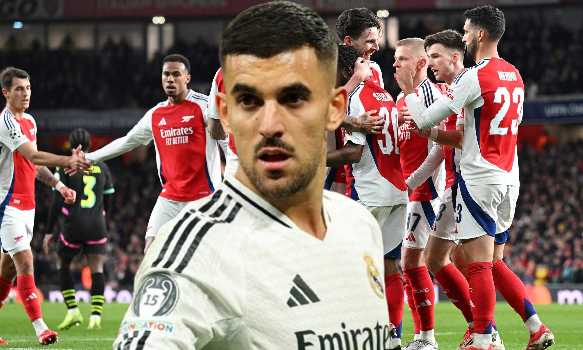 Dani Ceballos y los jugadores del Arsenal.