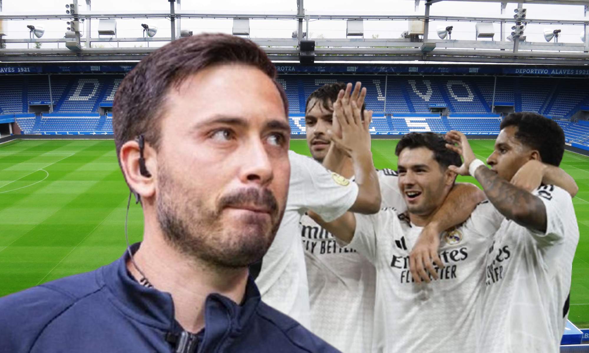 Davide Ancelotti, jugadores del Real Madrid y Mendizorroza.